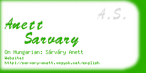 anett sarvary business card